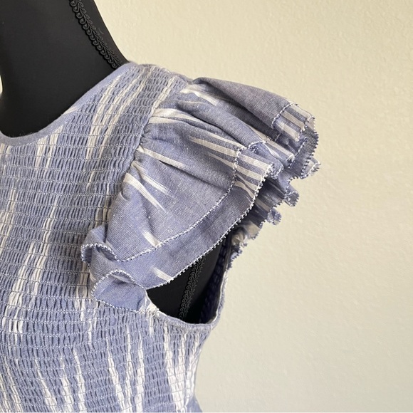 SAYLOR Zinnia Indigo blue ruffle ikat mini dress size Small NWOT - Picture 5 of 11